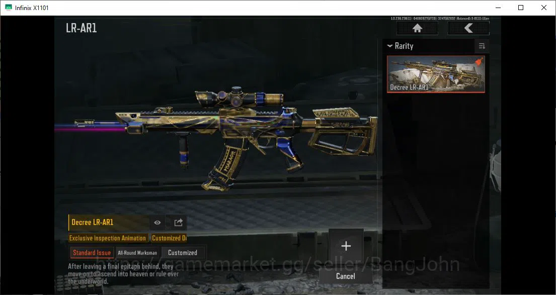 Arena Breakout Accounts Others MOBILE | LVL 30 |SV 59,4 M|CV 31,4 m|weapon skin LR-AR1 Decree,LR AR2 KOI more detail cek SS 11