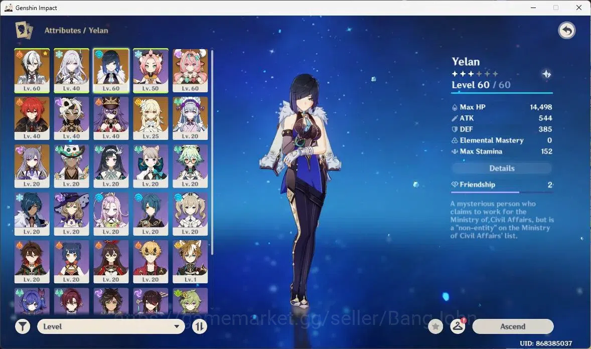 Genshin Impact Accounts ASIA | AR 34 | 4 Limit | 4 Char Standar | Yelan, S image 14