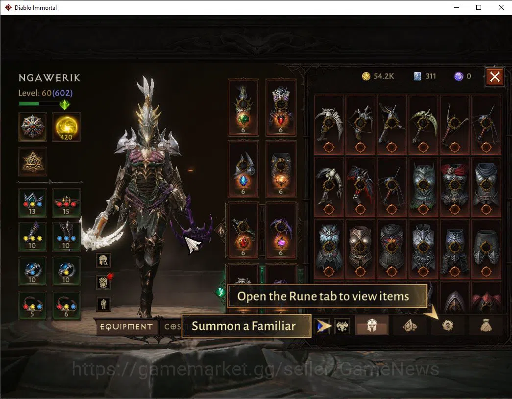 Diablo Immortal Accounts Mid-Tier SEA - Verathiel|Change Server On|Lv60(602)|Demon Hunter|35k CR|Reso 420|Paragon 4