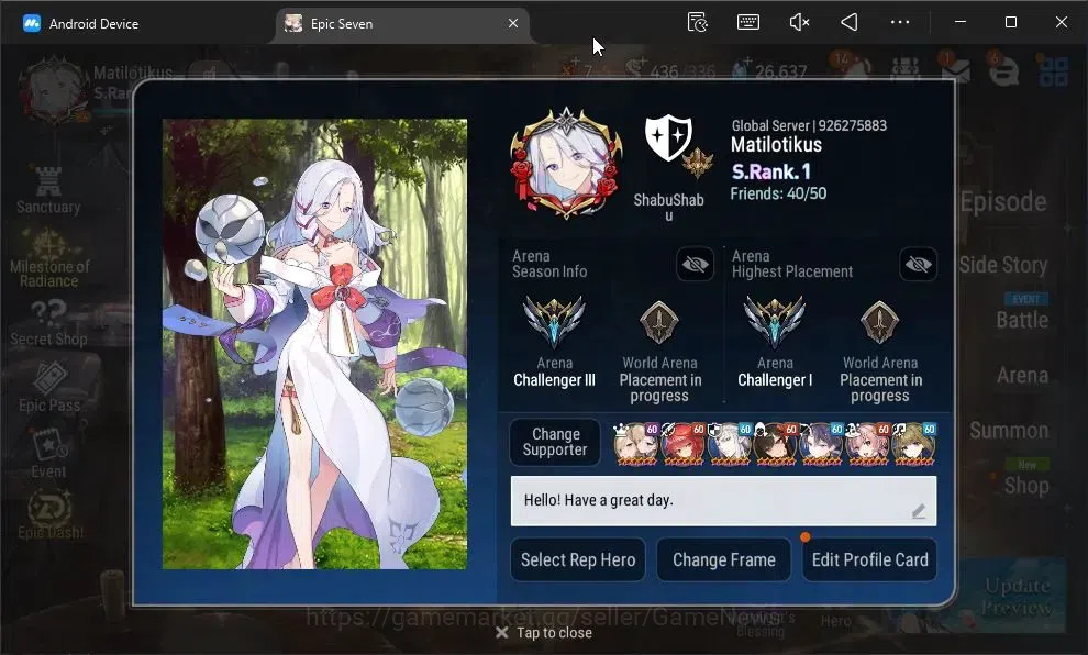 Epic Seven Accounts High-End GLOBAL UnVerif|20 ML(Rhiana&Luc,GRas,HarSeti,LC Belona,Etc)+Ab Fumyr,Setsuka,Etc|AUTO 2