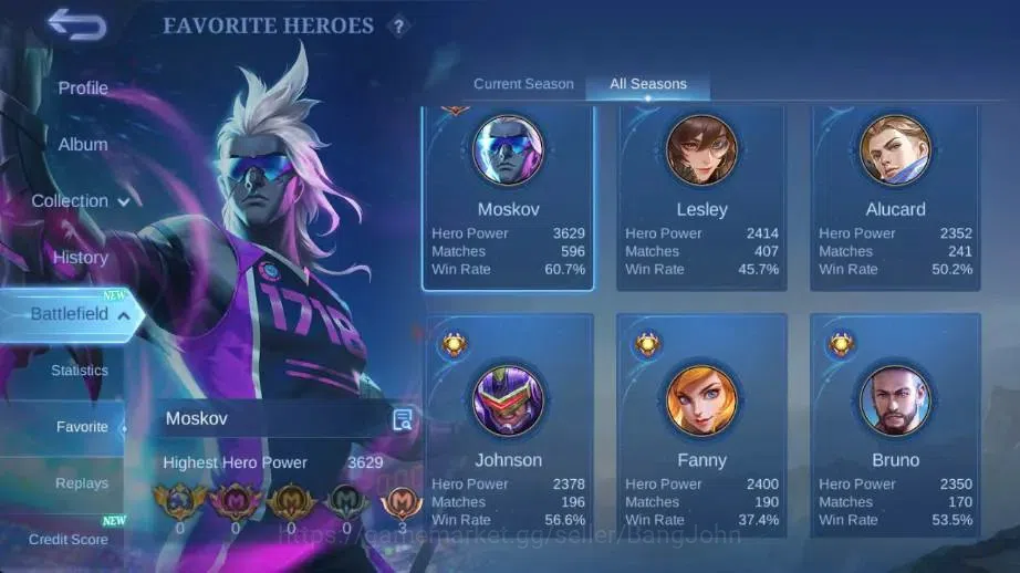 Mobile Legends: Bang Bang Accounts Global Hero 132 Skin 251|PRIME GR|LBox Irithel|ANN image 4