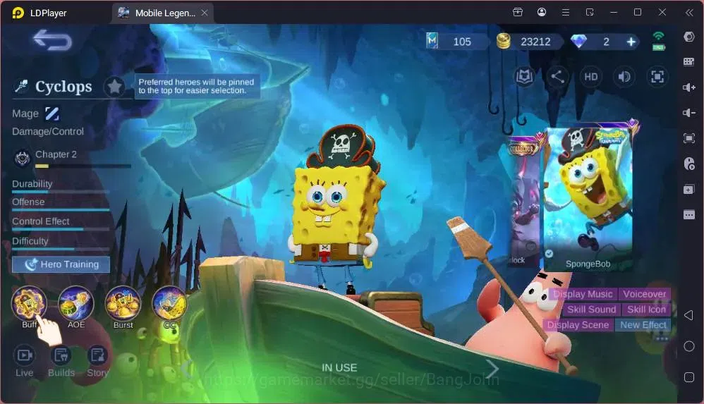 Mobile Legends: Bang Bang Accounts Global |Hero 83|Skin 103|Seasoned|Spongebob Cyclop image 7