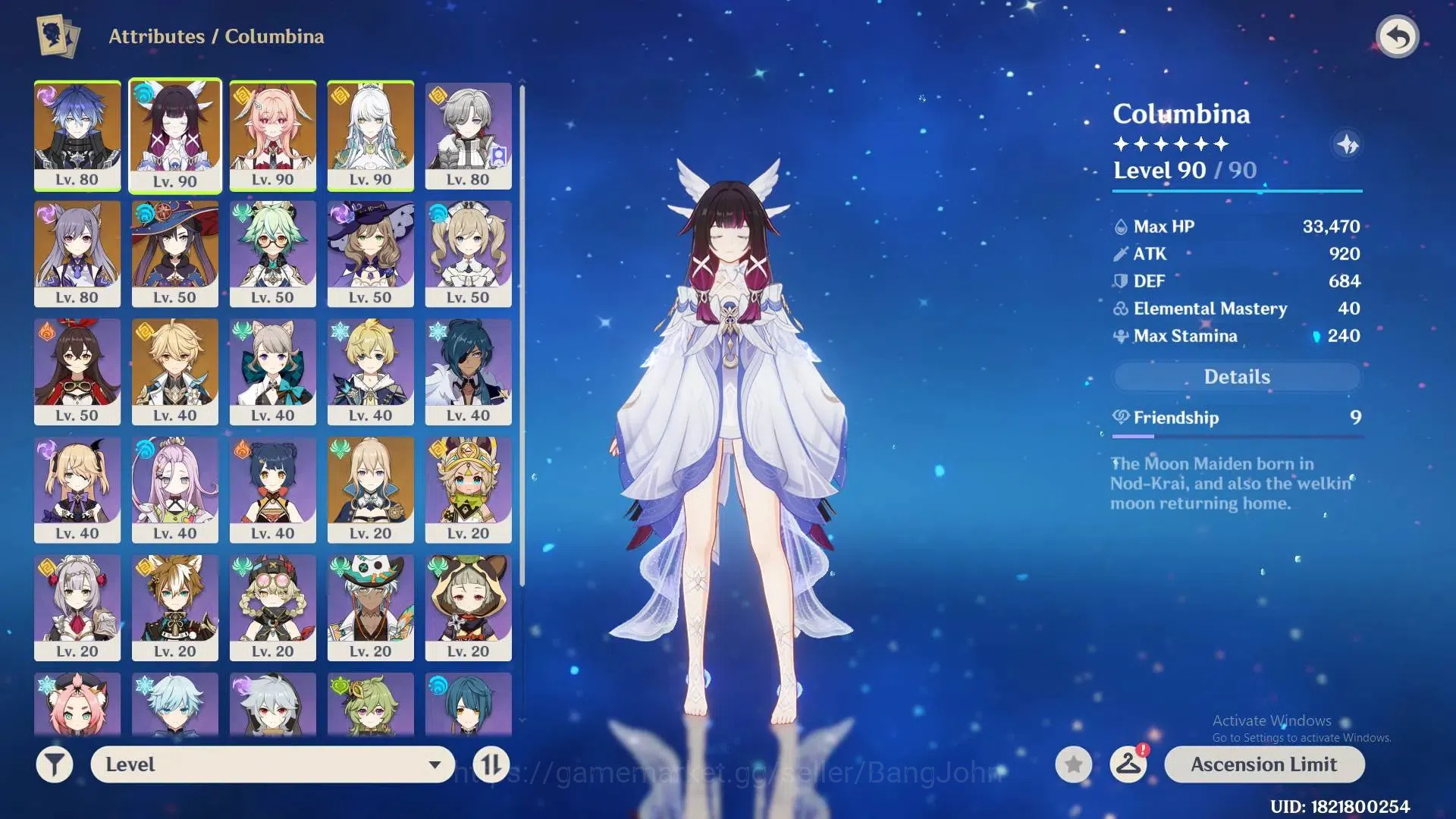 Genshin Impact Accounts ASIA | AR 54|5* char|Flins,Columbina,Linnea,Zibai, image 7