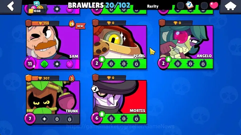 Brawl Stars Accounts 1088 Trophy|21K Bling|20 Brawlers 3 Max Lvl (Shelly,Stu,Sam)|16 Skin|1 Legend Skins [Tusked Nita] 3 5