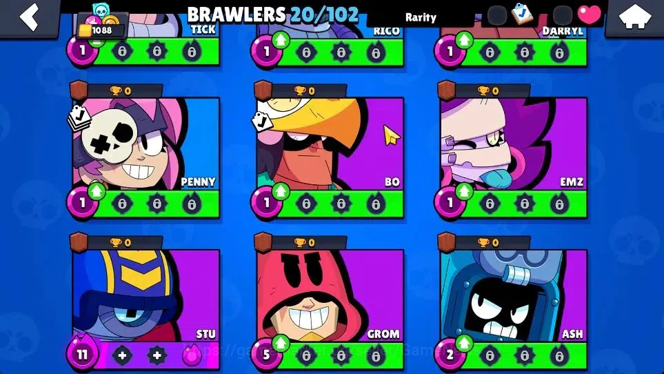 Brawl Stars Accounts 1088 Trophy|21K Bling|20 Brawlers 3 Max Lvl (Shelly,Stu,Sam)|16 Skin|1 Legend Skins [Tusked Nita] 3 6