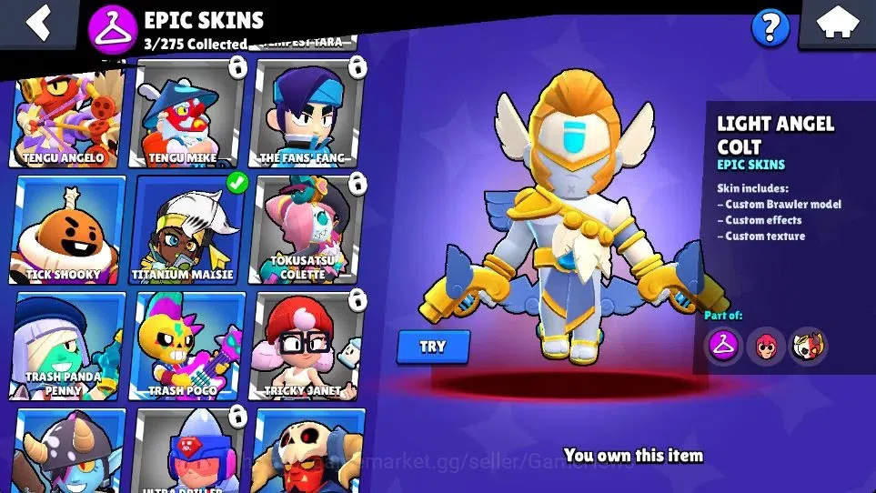 Brawl Stars Accounts 1088 Trophy|21K Bling|20 Brawlers 3 Max Lvl (Shelly,Stu,Sam)|16 Skin|1 Legend Skins [Tusked Nita] 3 8
