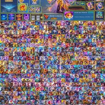 Mobile Legends: Bang Bang Accounts Smurf # 02||GLOBAL || LUXURY ID 1000 SKINS KOL STAR BORDER 800+ STARS