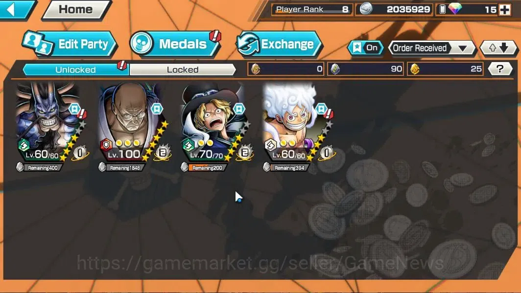 One Piece Bounty Rush Accounts Global|4EX 1MAX|T5E V.Nusjuro,TFE lUFFY,BMO Kaido, image 4