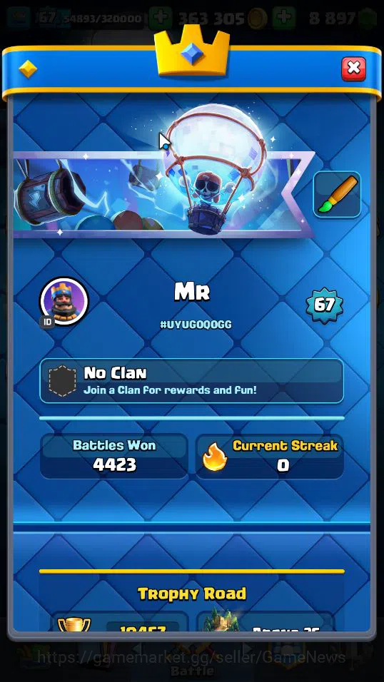 Clash Royale Accounts Lv 67|Trophy 10457|KTL 15|Total Card 121|3 Hero 29 image 12