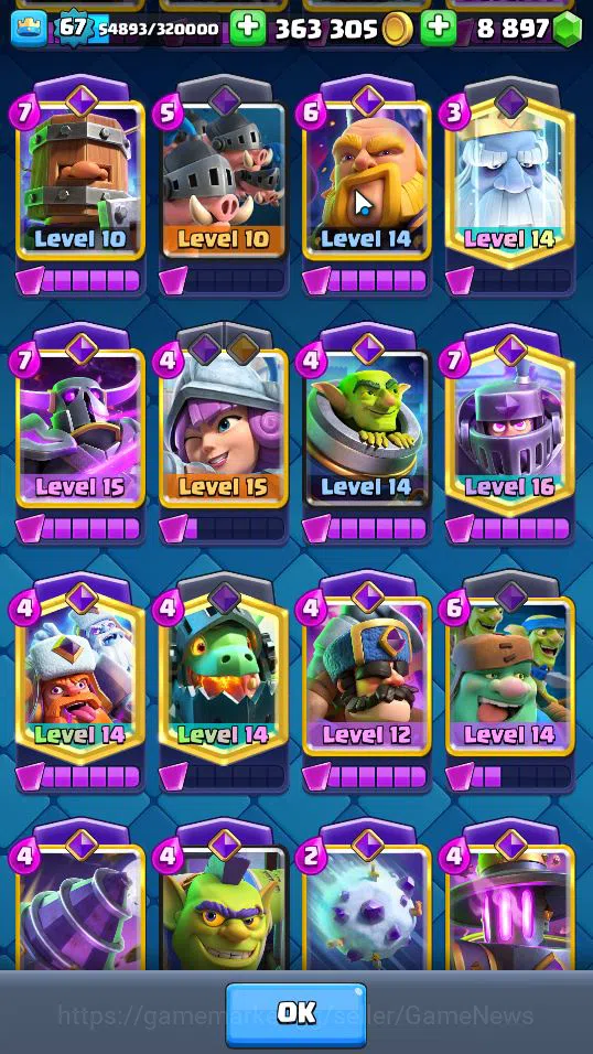 Clash Royale Accounts Lv 67|Trophy 10457|KTL 15|Total Card 121|3 Hero 29 image 9