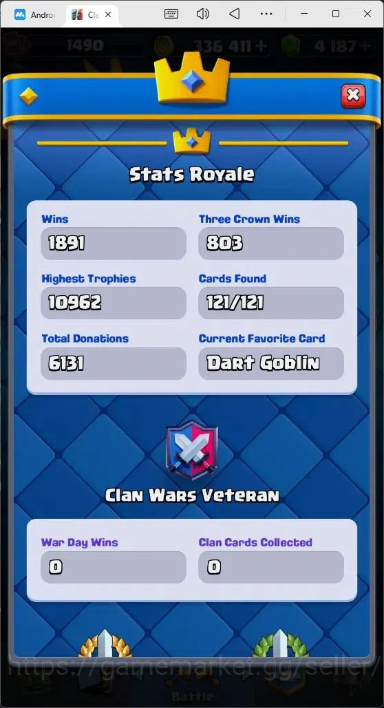 Clash Royale Accounts Mobile |Trophy 10962|8Max Hero Cards|14 EVO Cards| image 2