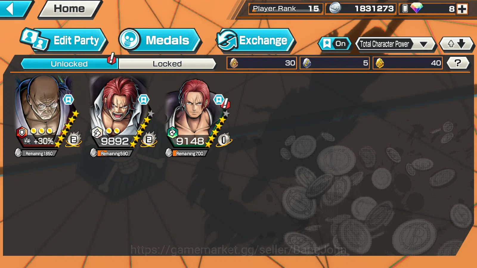 One Piece Bounty Rush Accounts Global | 3EX | 5elders Nusjuro,DP Shank,FR Shanks  image 4