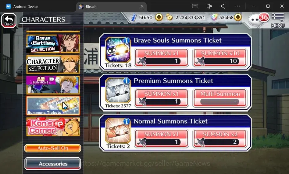 Bleach: Brave Souls Accounts [GLOBAL]52K Orb|2 New Ichigo Renewed,10th Anniv[Ru image 15