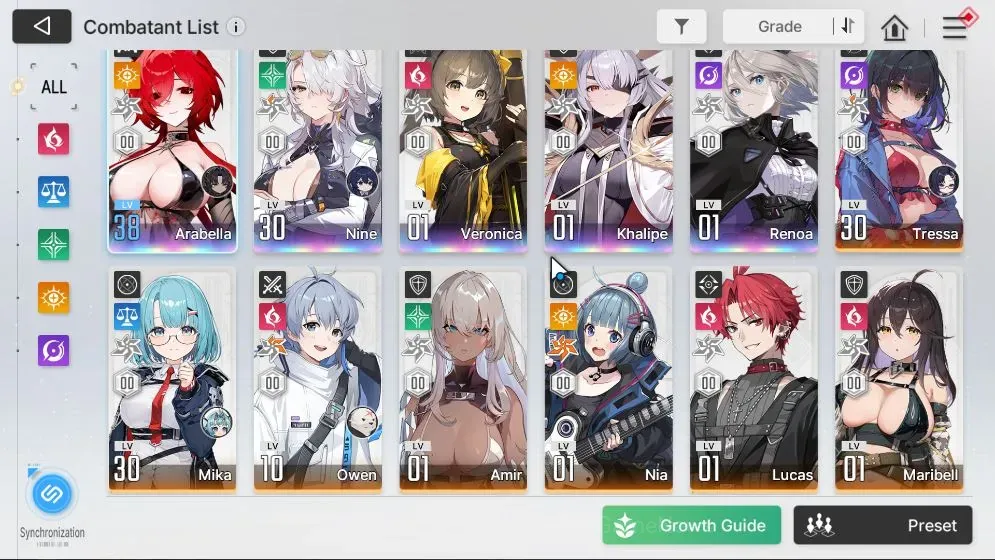 Chaos Zero Nightmare Accounts GLOBAL Lv 30|5 SSR |Arabella,NineM1,Veronica,Khalipe,Renoa|+NiaM6,OwenM3,Tressa,Mika,ReiM2|1 1