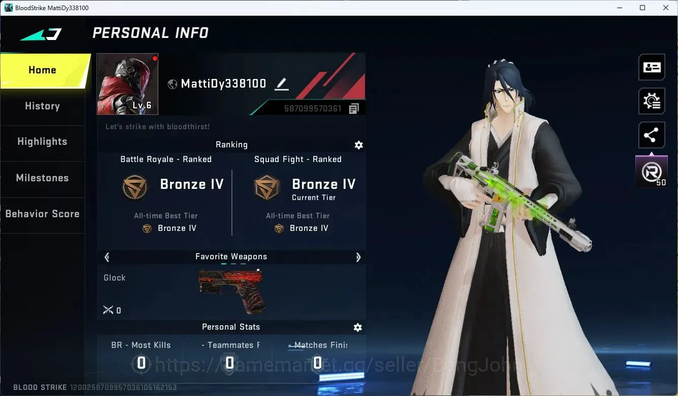 Blood Strike Accounts ASIA| BLEACH Byakuya Kuchiki Striker|7DS Oslo Play image 1