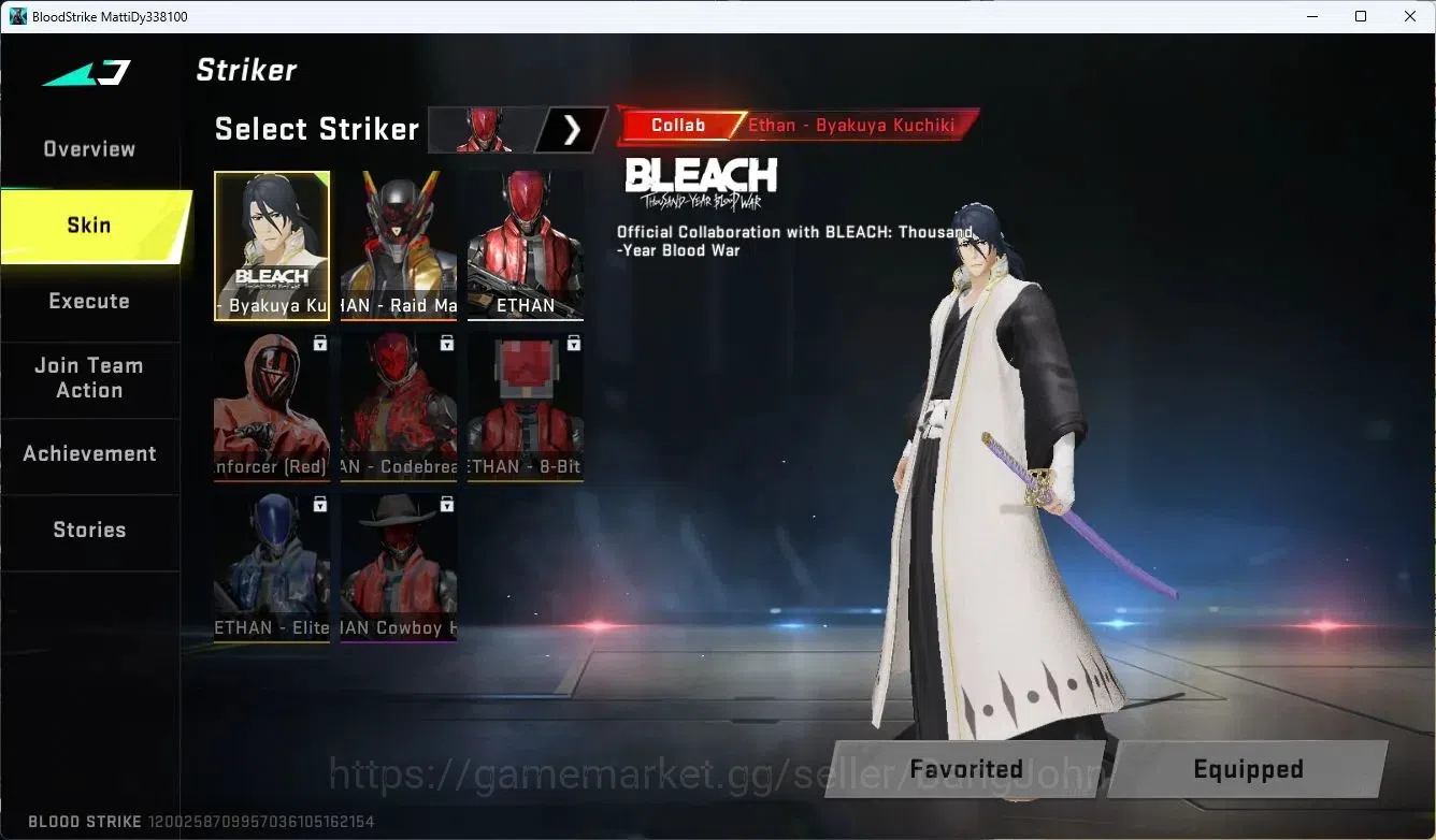 Blood Strike Accounts ASIA| BLEACH Byakuya Kuchiki Striker|7DS Oslo Play image 2