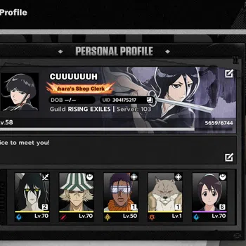 BLEACH: Soul Resonance Accounts Nuverse SEA|Lv.58| 4 SSR+4 Sign (KanameB1,komamaruB1,Uruhara,UlquiorraB2)|+Stamp+Sign|146
