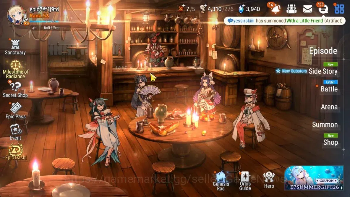 Epic Seven Accounts High-End GLOBAL UnVerif|8 ML (SN Yulha,LOT Scales,NM Luna,etc)+AUBE,Setsuka,AS Flan,etc|3,99 SStone+4,3K 1