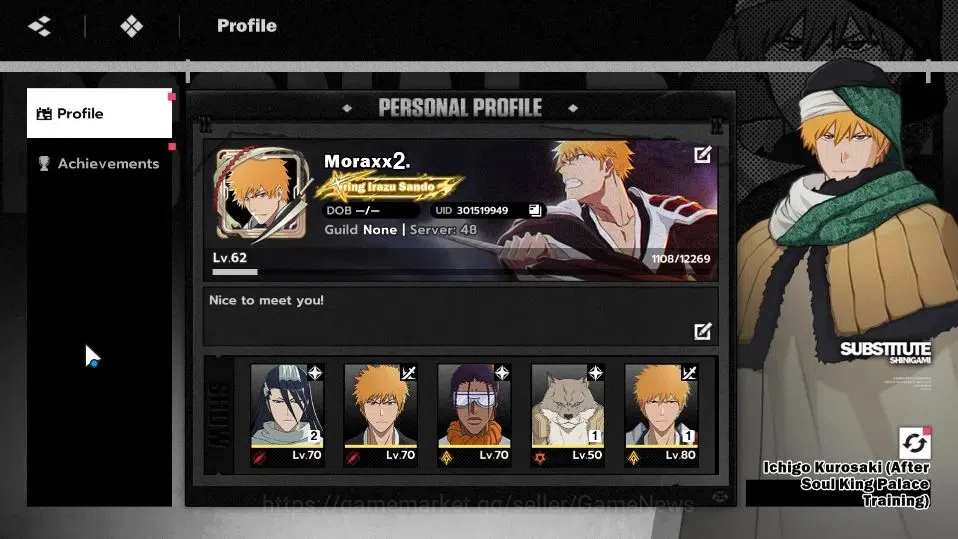 BLEACH: Soul Resonance Accounts NuverseSEA|Lv 62| 7 SSR| 6 Sign|[Ichigo 1