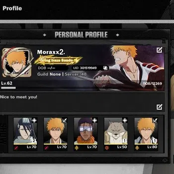 BLEACH: Soul Resonance Accounts NuverseSEA|Lv 62| 7 SSR| 6 Sign|[Ichigo