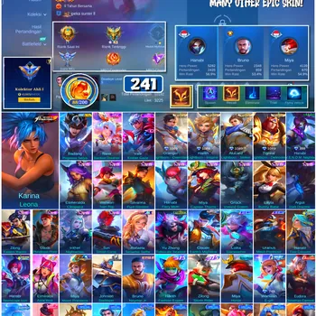 Mobile Legends: Bang Bang Accounts #4479 241 Skins | Karina Leona (KOF) | Badang Pegasus Seiya (SAINT SEIYA) | Nana Stardust