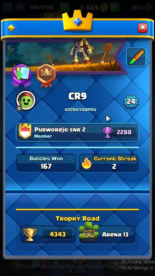 Clash Royale Accounts Lv 24|Trophy 4343|KTL 9|Limited Skin|Card 81|1 Her image 3