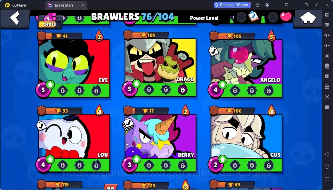 Brawl Stars Accounts Global | 24073 | 76 Brawler |5 Max Hypercharge(Shelly,ElPrimo,Dynamike,EMZ)|17519 Bling+298Gems 16
