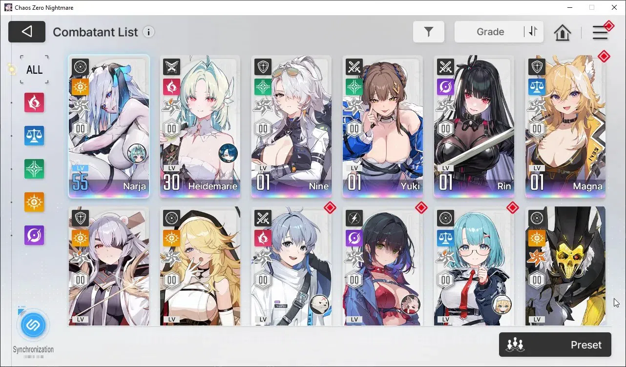 Chaos Zero Nightmare Accounts Asia Lv53 | 8 SSR | Narja, Heidemarie EM1, Nine, M image 2