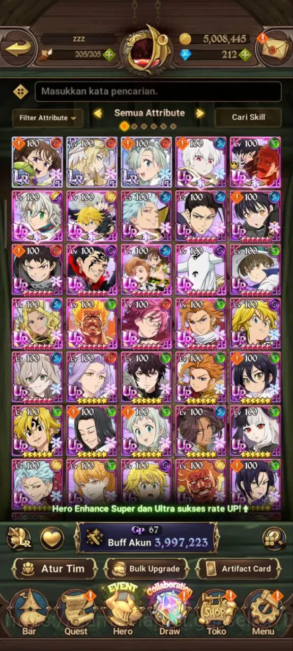 The Seven Deadly Sins: Grand Cross Accounts Midgame ASIA | 3,9M CC |diamond 212 | 3 Lr Elizabeth,| UR 12 Merlin&Esca 10