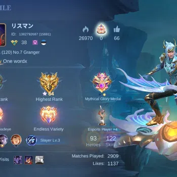 Mobile Legends: Bang Bang Accounts Others Global|Hero 93|Skin 122|Expert|Collector Natalia,Lightborn Tigreal+Granger,DragonT