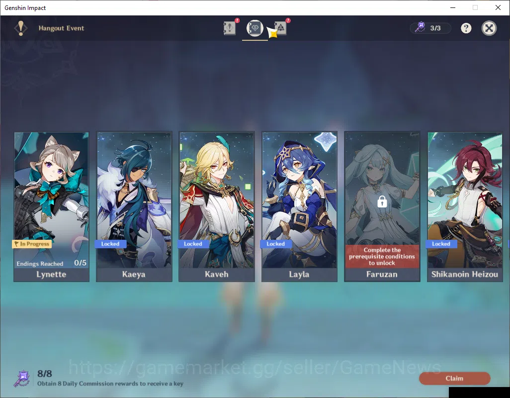 Genshin Impact Accounts ASIA|AR 56|9 Limited+3(*5Wep)|Columbina+Sign,Zibai image 4