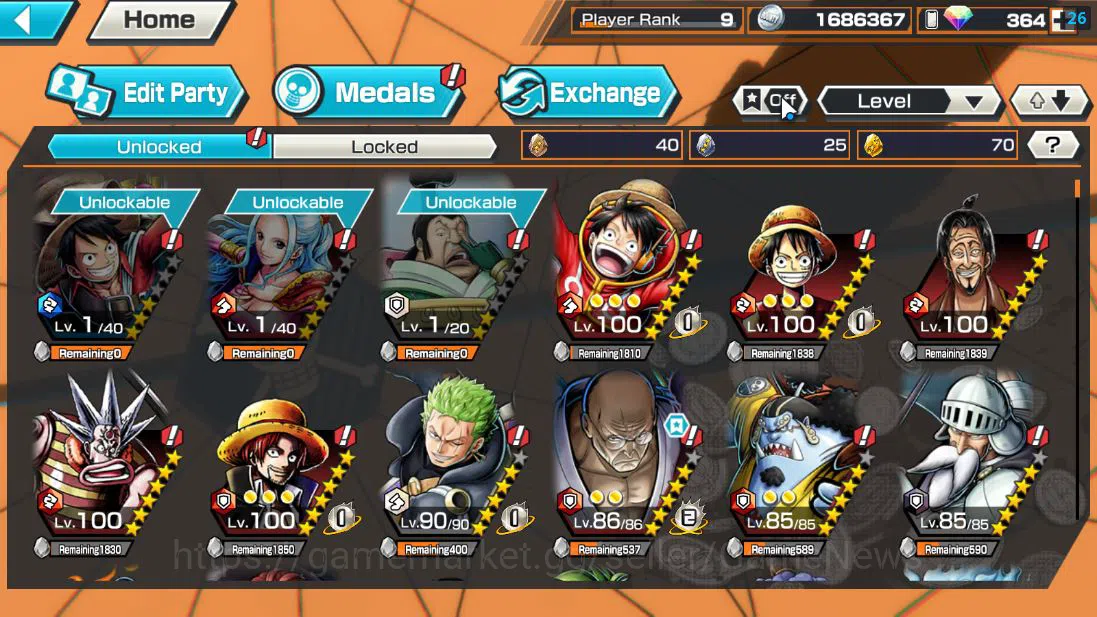 One Piece Bounty Rush Accounts Global| 4 EX| T5E St.Ethanbaron V.Nusjuro,Divine D image 5