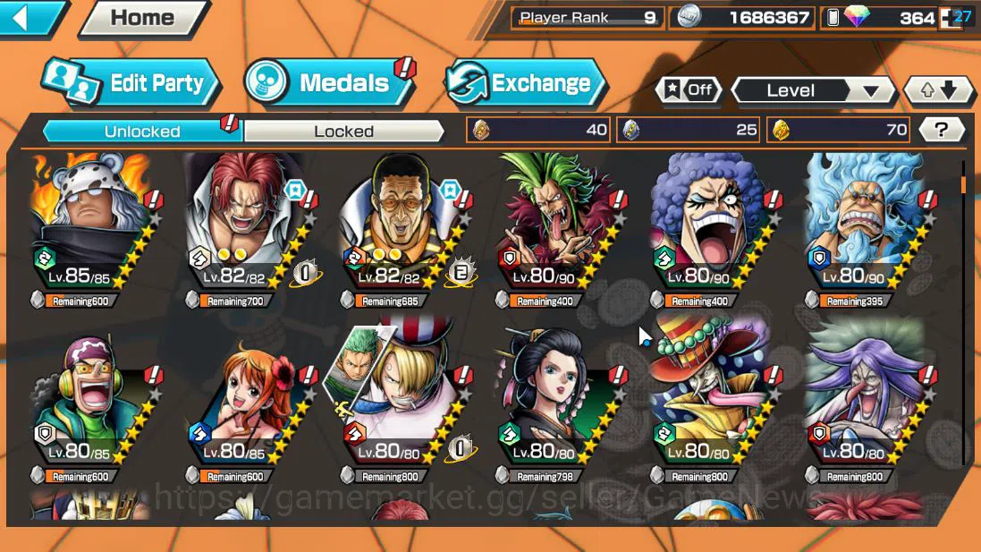 One Piece Bounty Rush Accounts Global| 4 EX| T5E St.Ethanbaron V.Nusjuro,Divine D image 6
