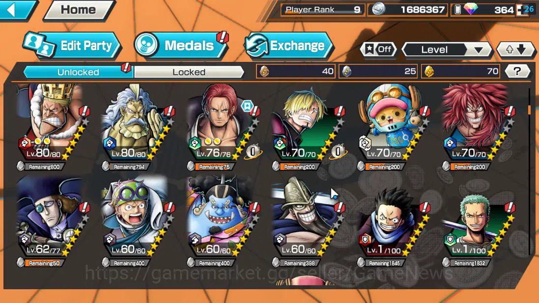One Piece Bounty Rush Accounts Global| 4 EX| T5E St.Ethanbaron V.Nusjuro,Divine D image 7