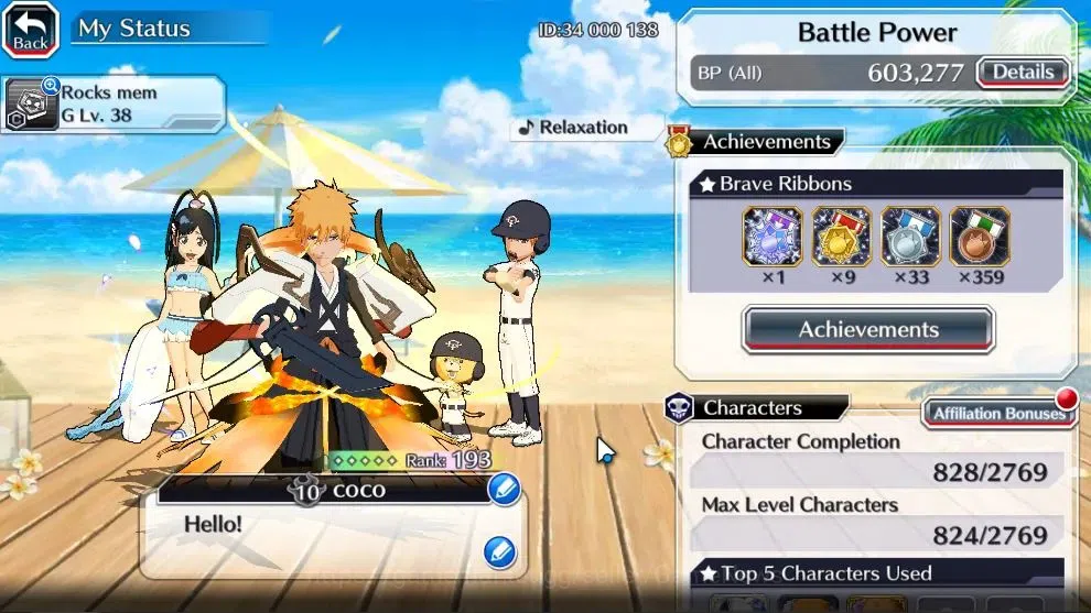 Bleach: Brave Souls Accounts High-End [GLOBAL]42K Orb|TYBW26 Gisele,SwimSuit26 Gisele,DremTeam Ichigo,10th Aniv Ichigo,Duo 2