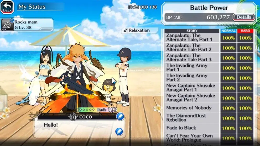 Bleach: Brave Souls Accounts High-End [GLOBAL]42K Orb|TYBW26 Gisele,SwimSuit26 Gisele,DremTeam Ichigo,10th Aniv Ichigo,Duo 6