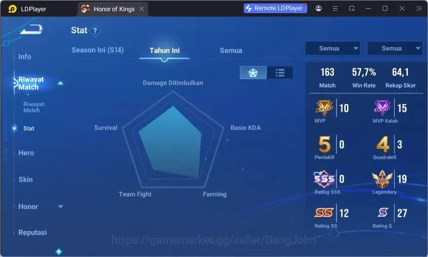 Honor of Kings Accounts Global | 112H 250S |2 JJK (Lady Sun, Kongming),2 S image 3