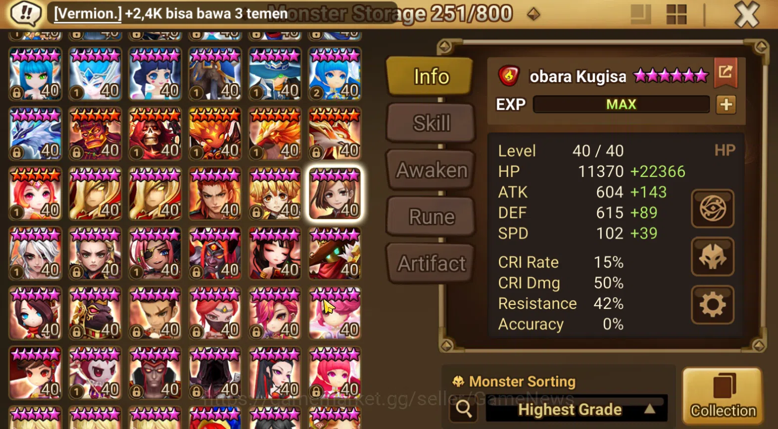 Summoners War: Sky Arena Accounts ASIA WELL ACC|5 LD(Seimei,D Nezuko,Ritsu,Zenisek,B image 16