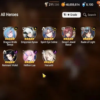 Epic Seven Accounts High-End GLOBAL UnVerif|NewEra|8 ML(Har Seti,RueleLight,Emp Ilynav,Etc)+Aube,Ab Fumyr,Estele,Etc|Poh