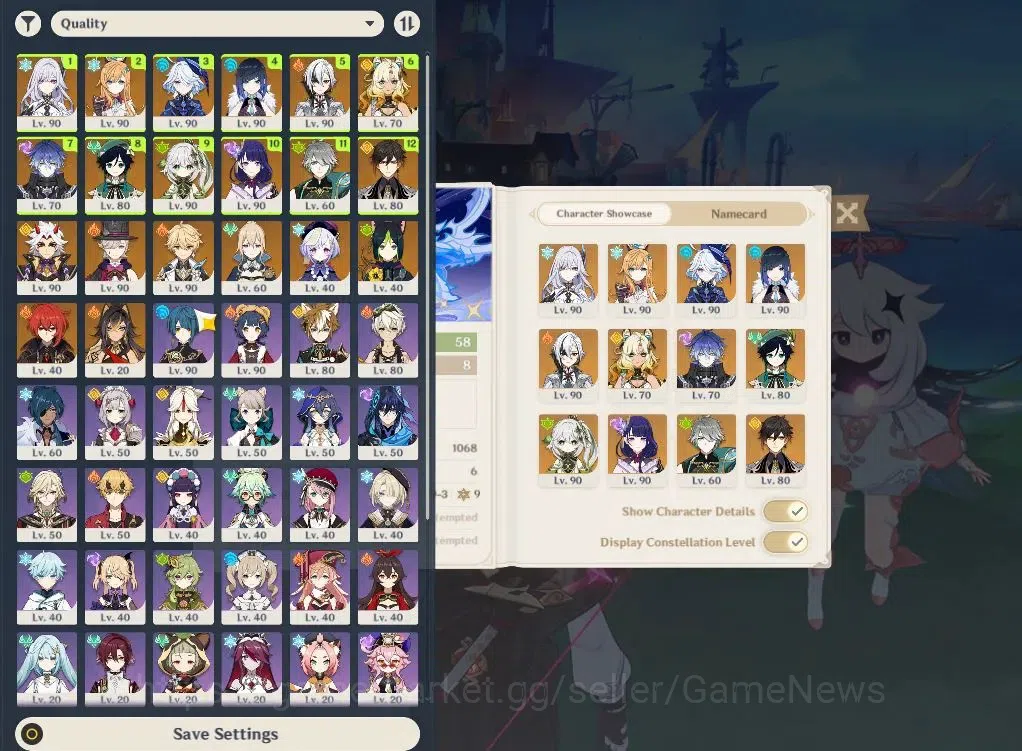 Genshin Impact Accounts End Game ASIA|AR58|14 Limited+10(*5Weapon)|2 PremTeam 1