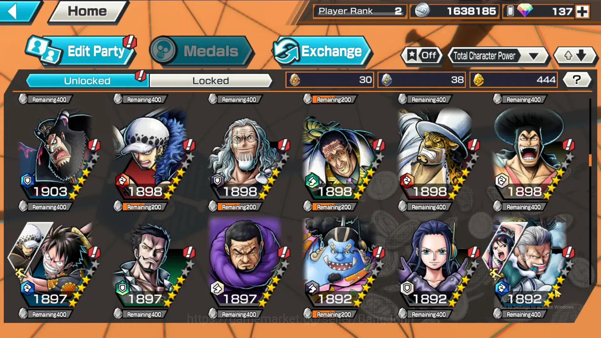 One Piece Bounty Rush Accounts GLOBAL|GF 444|4Ex|St Nusjuro,TS Kaido,MD Garp,MD T image 4