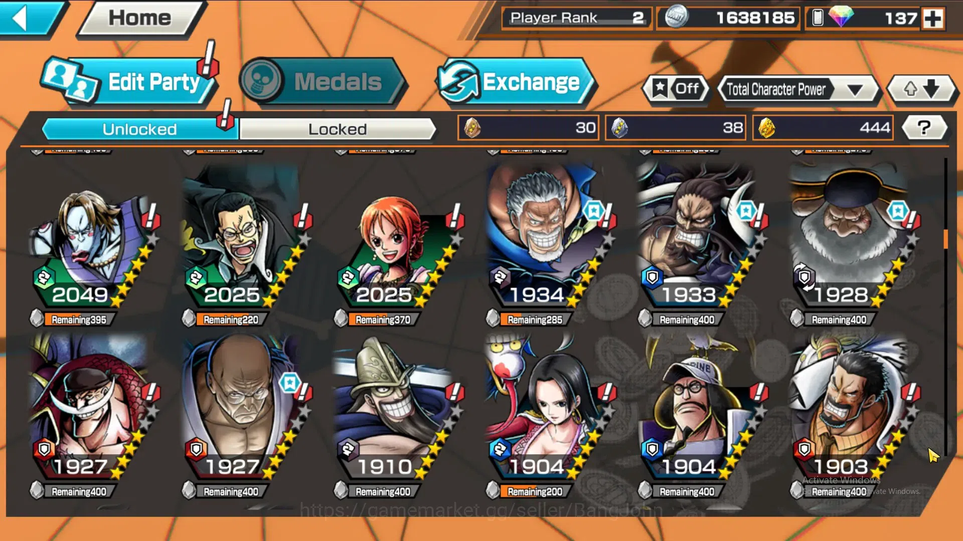 One Piece Bounty Rush Accounts GLOBAL|GF 444|4Ex|St Nusjuro,TS Kaido,MD Garp,MD T image 5