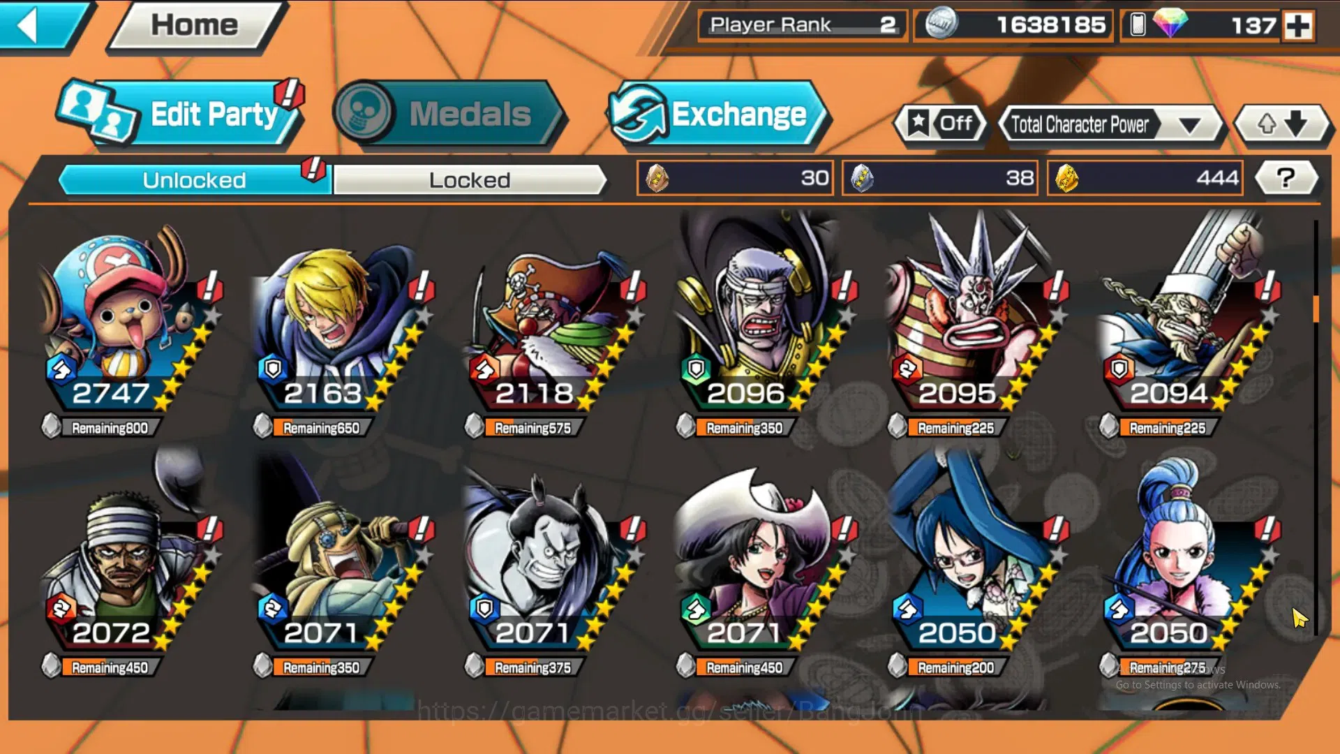 One Piece Bounty Rush Accounts GLOBAL|GF 444|4Ex|St Nusjuro,TS Kaido,MD Garp,MD T image 6