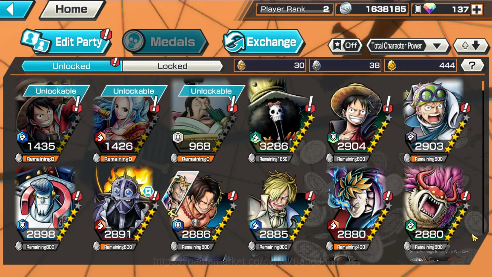 One Piece Bounty Rush Accounts GLOBAL|GF 444|4Ex|St Nusjuro,TS Kaido,MD Garp,MD T image 9