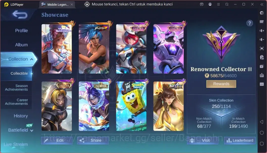Mobile Legends: Bang Bang Accounts Global|Hero 131|Skin 250|Renowned|Sanrio Floryn|KO image 2