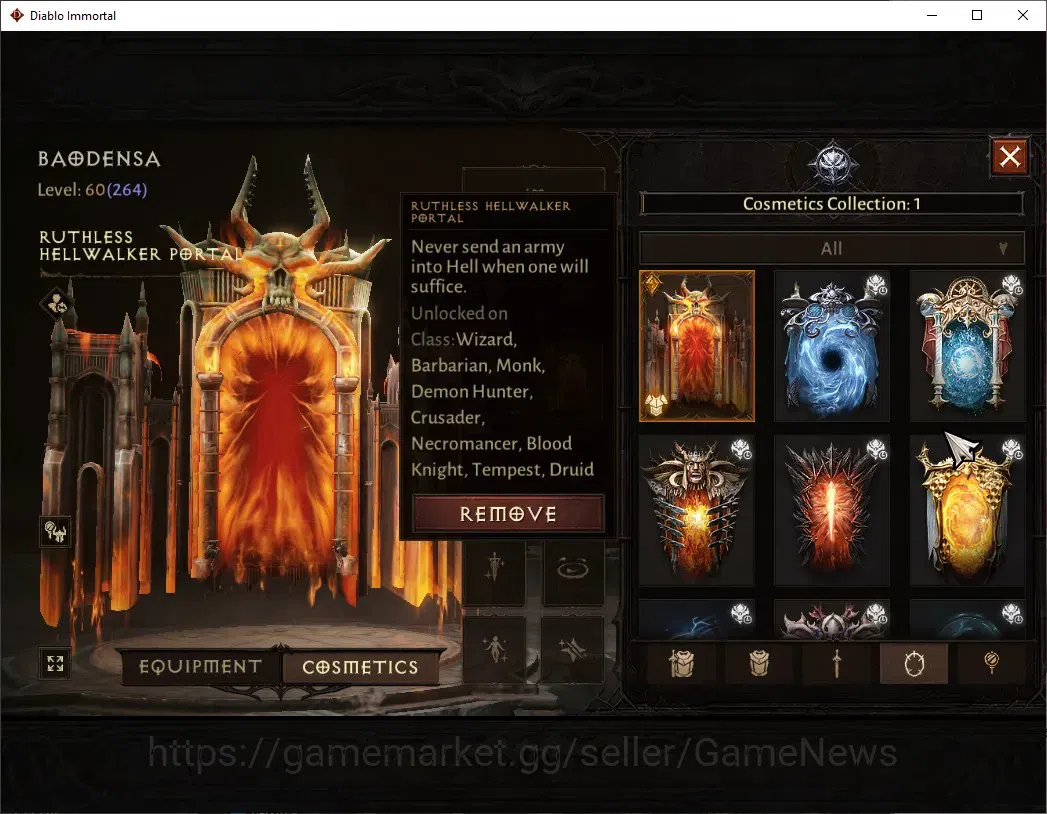 Diablo Immortal Accounts High-End SEA - Vasily|CS ON|Lv 60 (264)|Demon Hunter|CR 27k|Reso 540|Paragon Slinger|Hell III|3 10