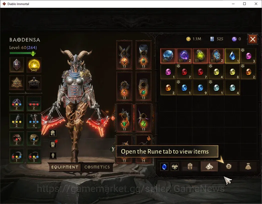 Diablo Immortal Accounts High-End SEA - Vasily|CS ON|Lv 60 (264)|Demon Hunter|CR 27k|Reso 540|Paragon Slinger|Hell III|3 6
