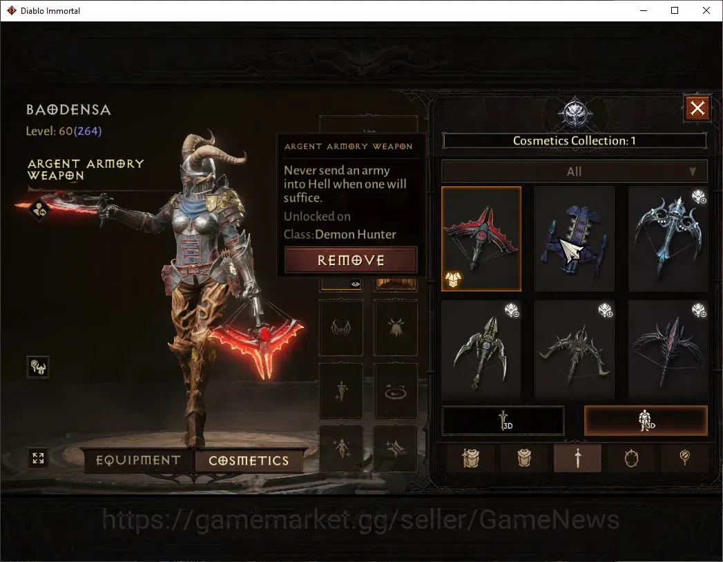 Diablo Immortal Accounts High-End SEA - Vasily|CS ON|Lv 60 (264)|Demon Hunter|CR 27k|Reso 540|Paragon Slinger|Hell III|3 8
