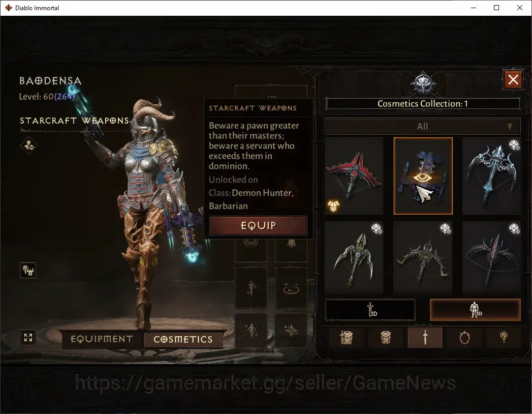 Diablo Immortal Accounts High-End SEA - Vasily|CS ON|Lv 60 (264)|Demon Hunter|CR 27k|Reso 540|Paragon Slinger|Hell III|3 9