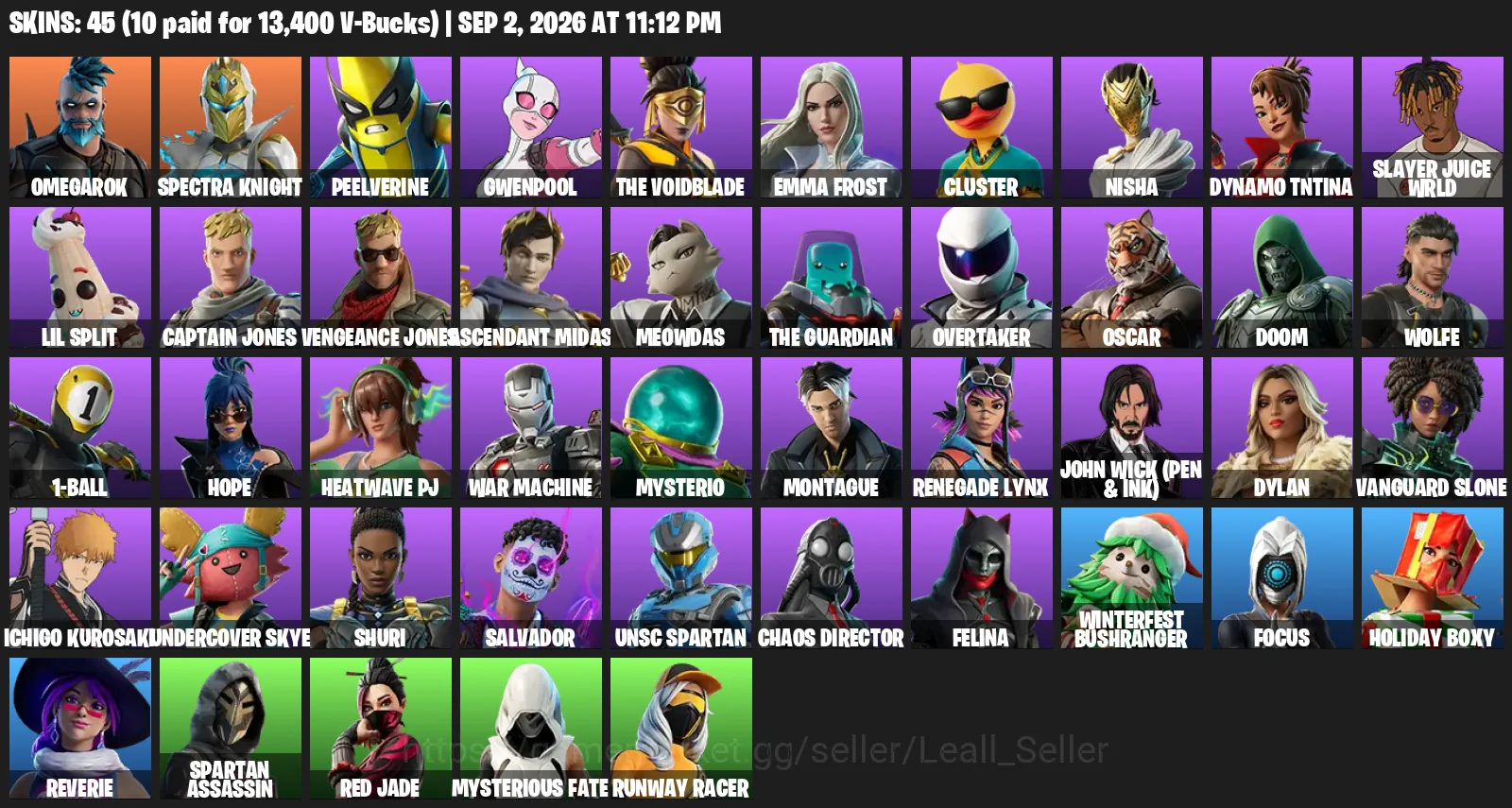 Fortnite Accounts 45 Skins | Level 995 | Ichigo Kurosaki, John Wick + Ascendant Midas | All Platforms 1